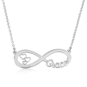Custom Infinity Name Necklace With Hearts - Beleco Jewelry