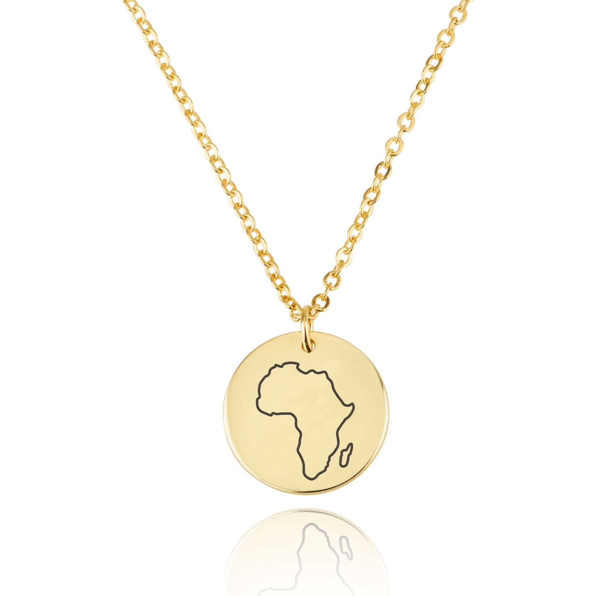Africa Map Engraving Disc Necklace - Beleco Jewelry