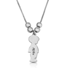 Children Charms Necklace with Hebrew Name Engraved - Beleco Jewelry