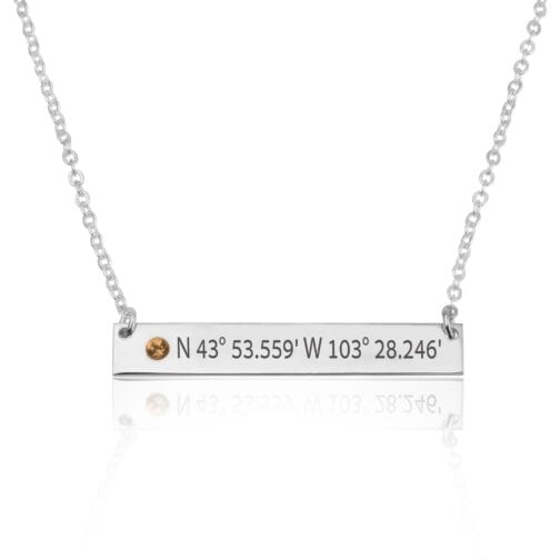 Coordinates Bar Necklace With Birthstone - Beleco Jewelry