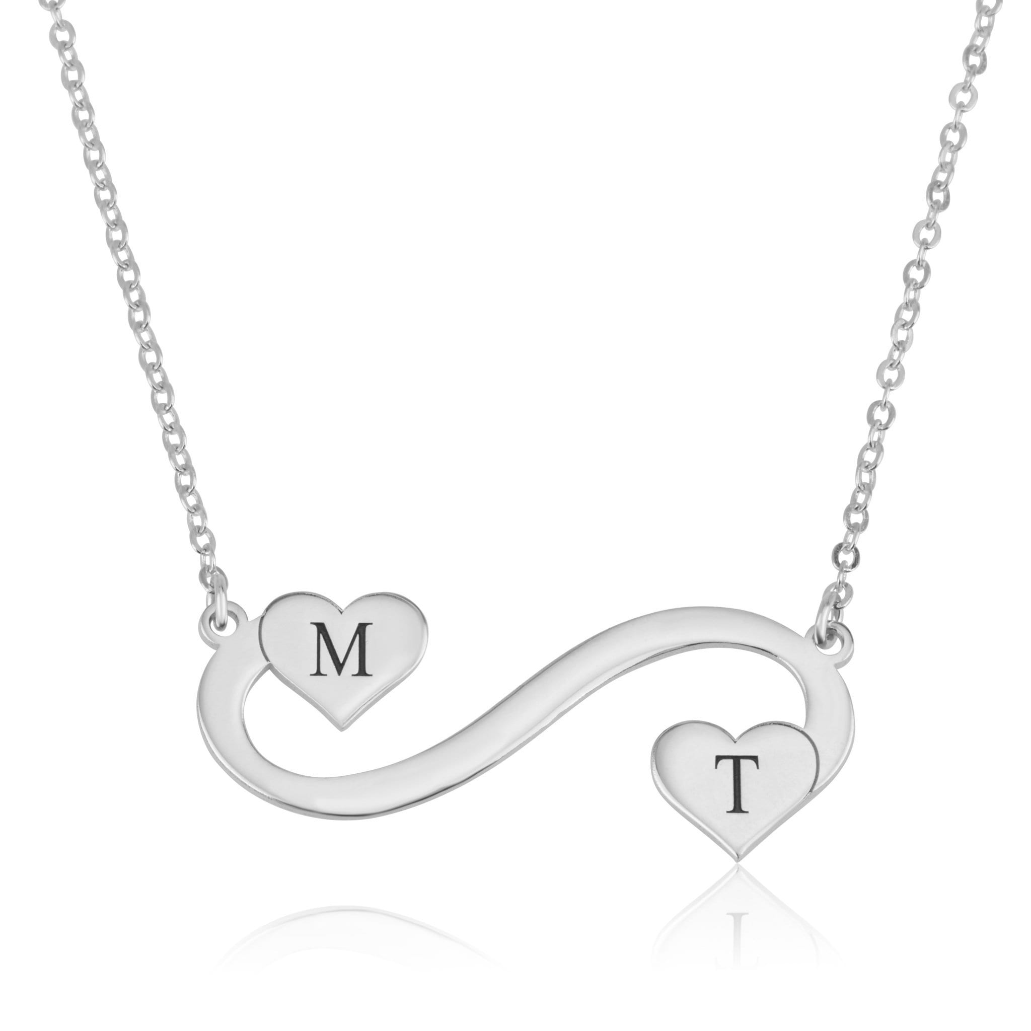 Customize Infinity Initial Necklace with hearts - Beleco Jewelry