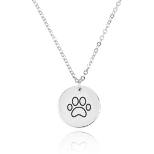 Dog Paw Engraving Disc Necklace - Beleco Jewelry