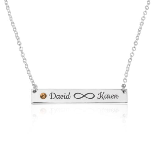Infinity Names Bar Necklace With Birthstone - Beleco Jewelry