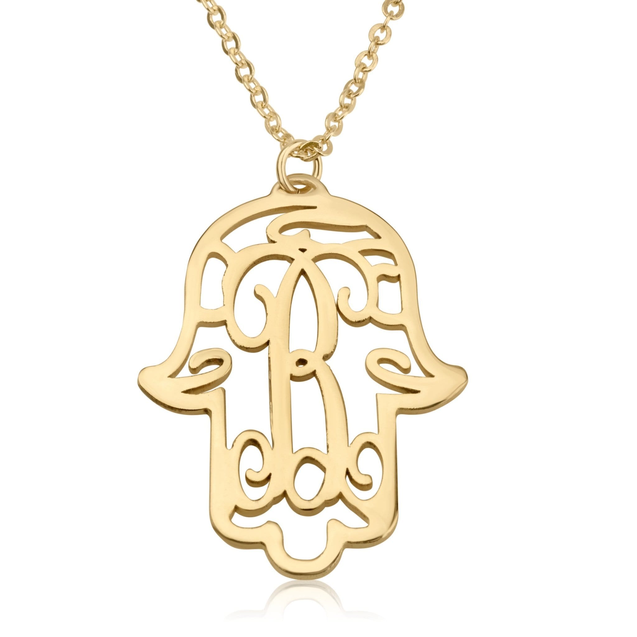Initial Hamsa Monogram Necklace - Beleco Jewelry