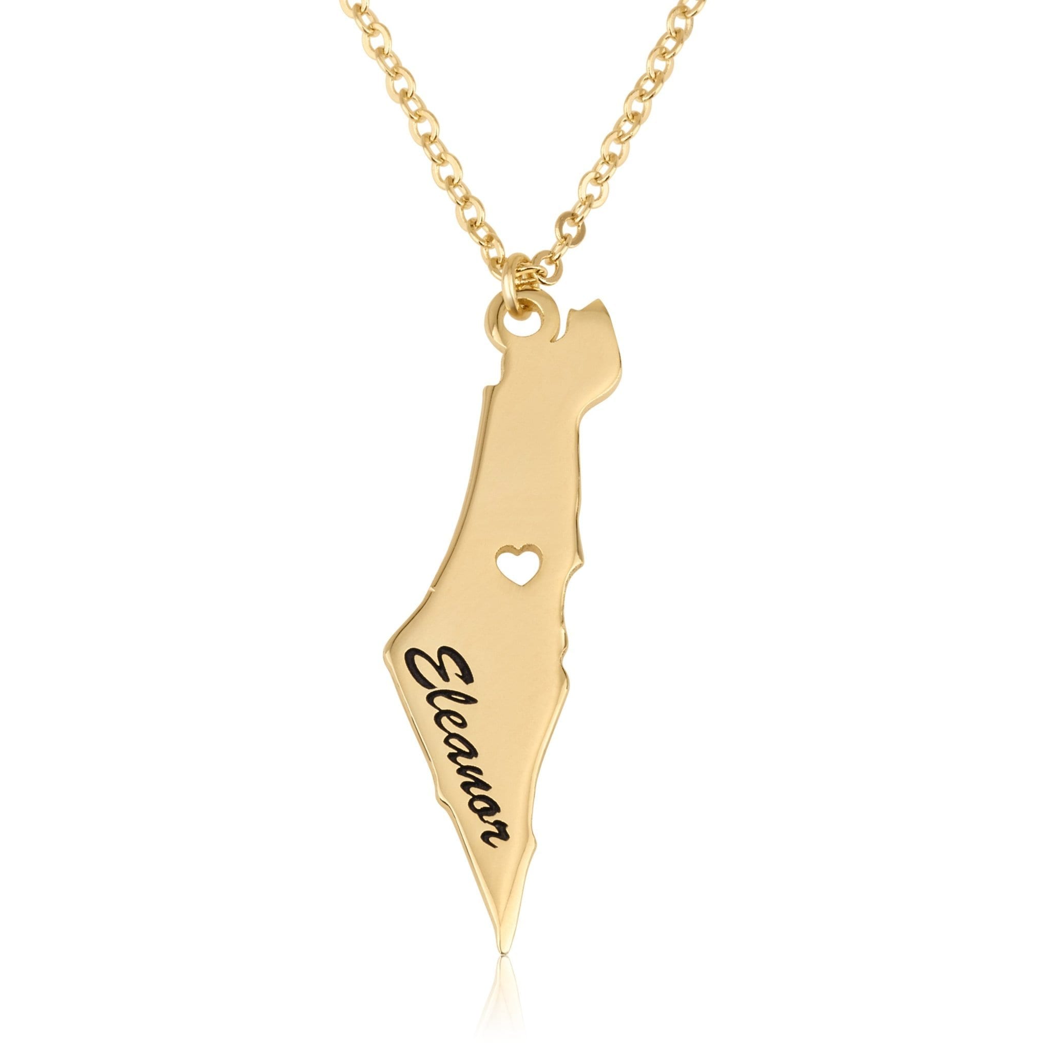 Israel Map Necklece With Name - Beleco Jewelry