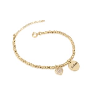 Laser Beads Bracelet With Heart & Customize Name - Beleco Jewelry