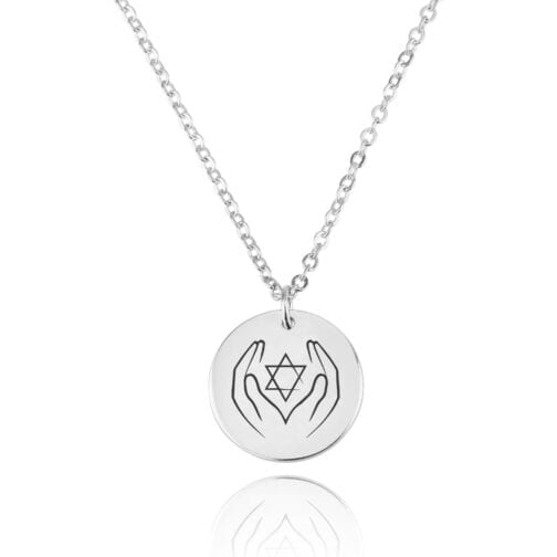 Magen David Engraving Disc Necklace - Beleco Jewelry
