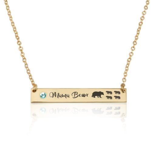 Mama Bear Necklace With Swarovski Birthstone - Beleco Jewelry