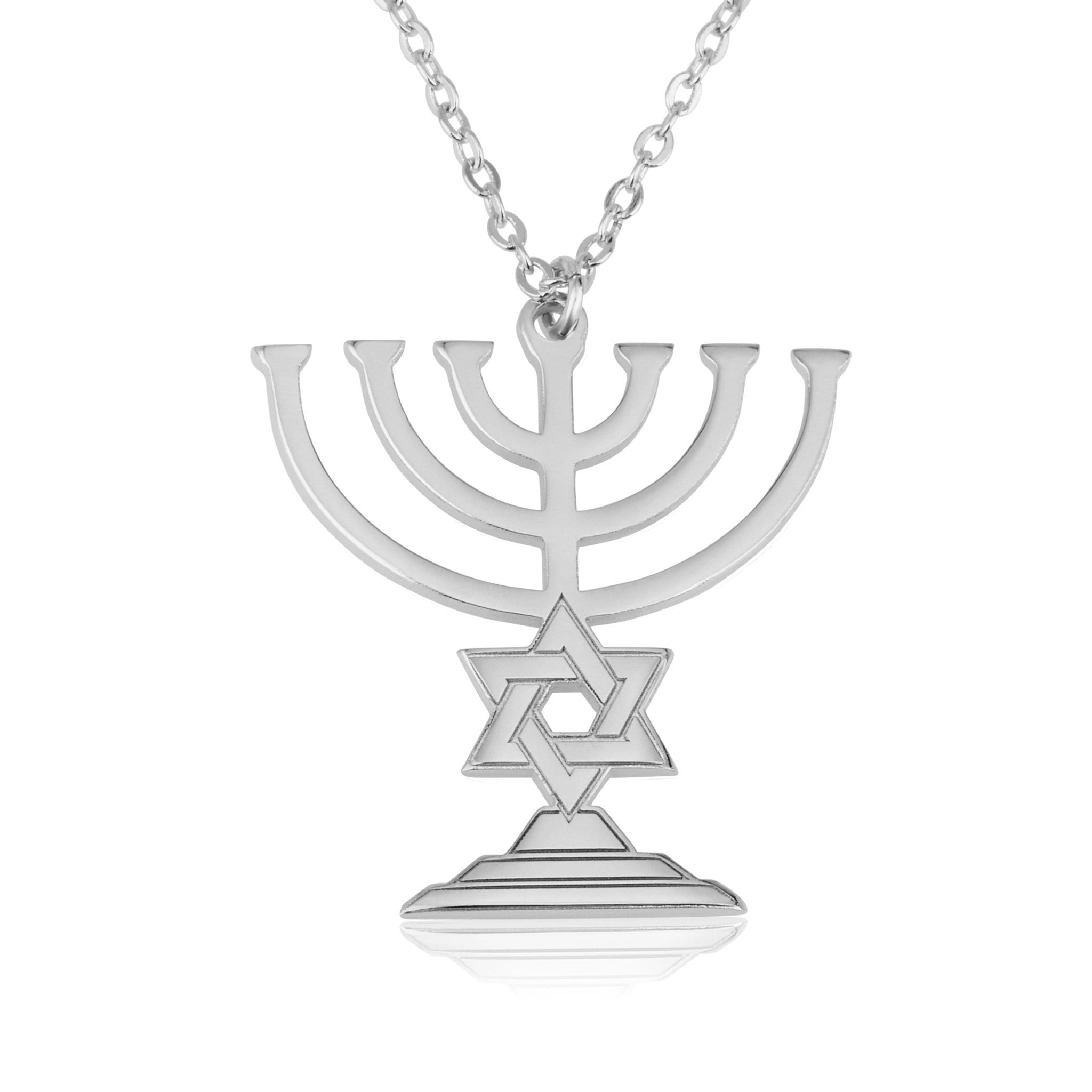 Menorah With Star of David Necklace - Beleco Jewelry