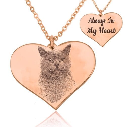 Personalized Heart With Engrave Pet Photo Necklace - Beleco Jewelry