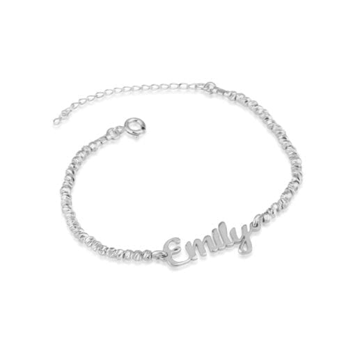 Personalized Nameplate Bracelet With Laser Beads - Beleco Jewelry