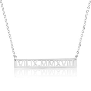 Roman Numeral Bar Necklace - Beleco Jewelry